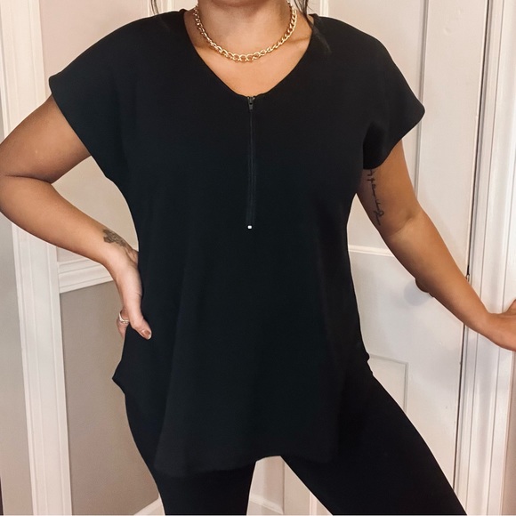 Laura Cruz short sleeve dress shirt with zippered round neck detail size XL - Picture 4 of 8